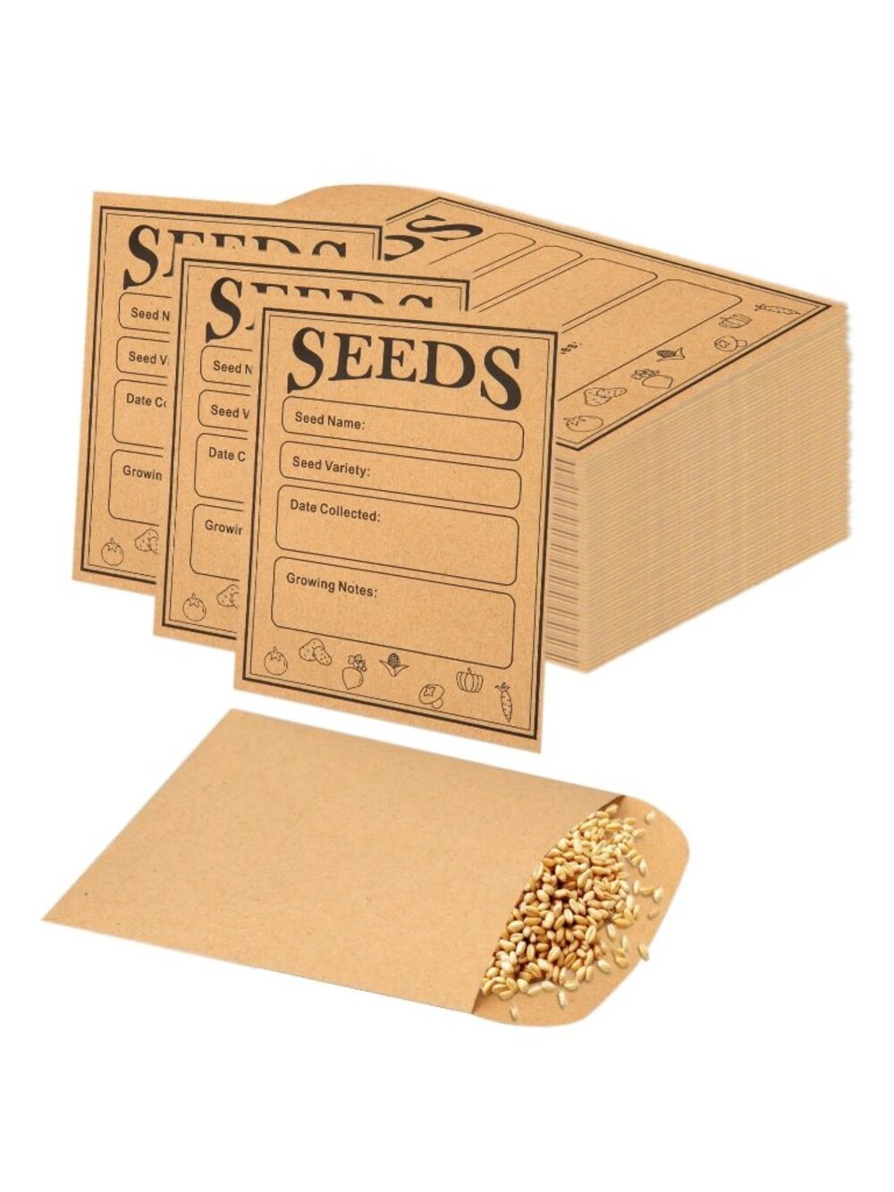 150 Seed Saving Envelopes 4.75" x 3.25" NEW Brown Craft Paper